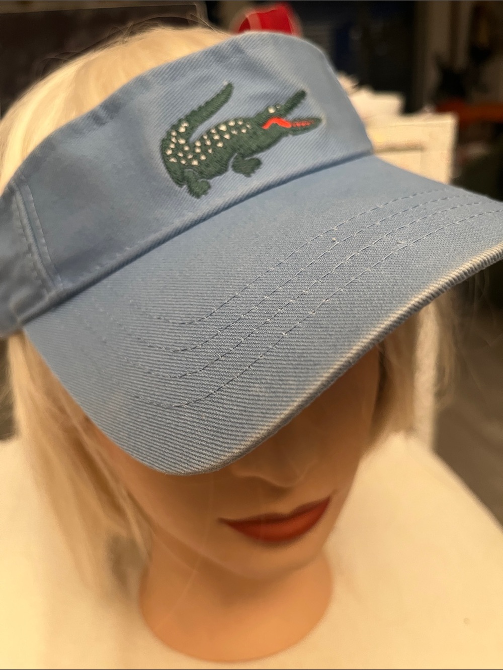 VTG Lacoste light denim blue adjustable visor